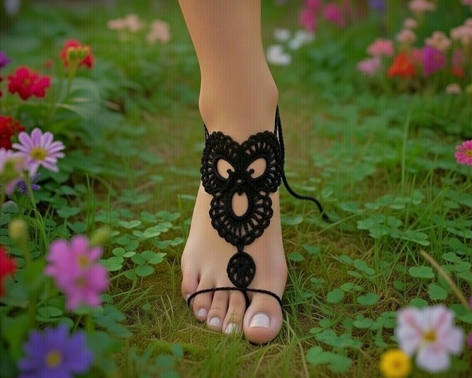 Crochet Barefoot Sandals Pattern – Boho Anklet PDF + Video (English)