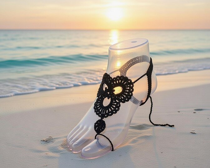 Häkelmuster Barfußsandalen – Boho Fußkettchen PDF + Video (Englisch)