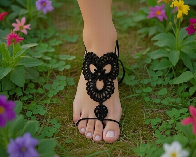 Häkelmuster Barfußsandalen – Boho Fußkettchen PDF + Video (Englisch)