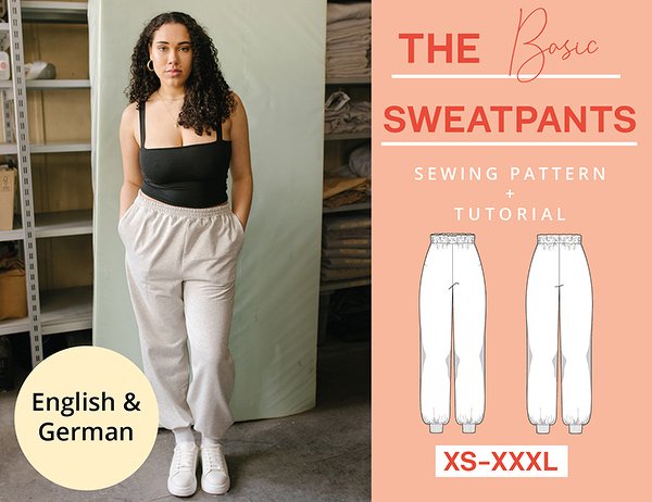 Sweatpants sewing pattern, jogger, loungewear, pants with elastic waistband