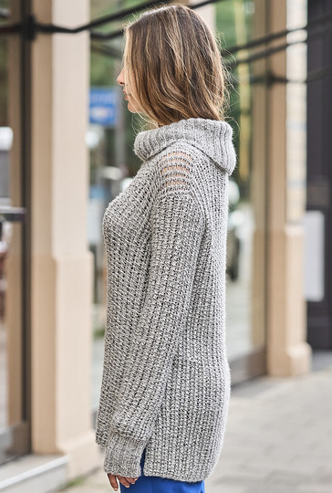 Rippenpulli mit Rollkragen in Grau