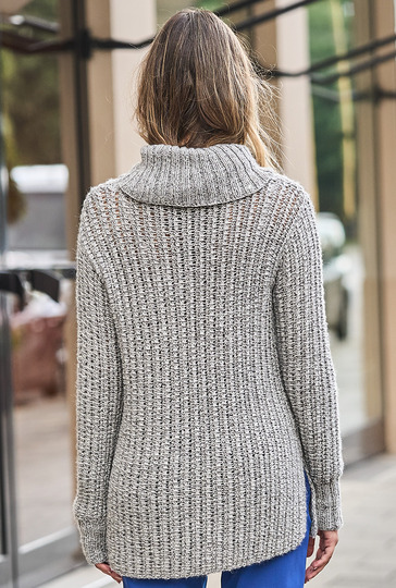 Rippenpulli mit Rollkragen in Grau