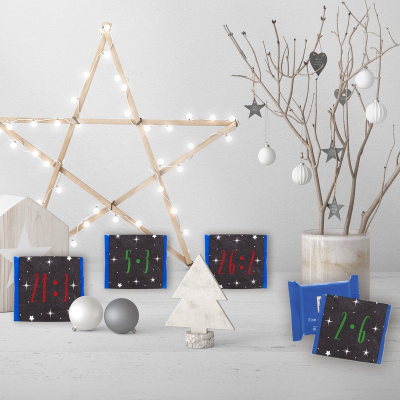 Adventskalender für Kinder MATHEAUFGABEN 1x1 Banderolen Schokoladentafeln - Bild 2