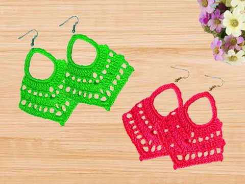 Crochet leaf earrings pattern