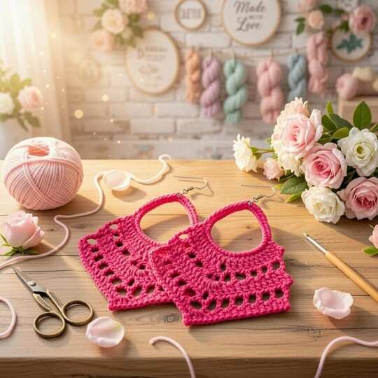 Crochet leaf earrings pattern