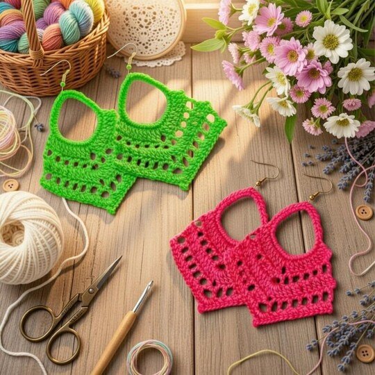 Crochet leaf earrings pattern