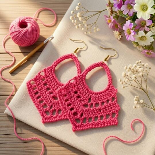 Crochet leaf earrings pattern