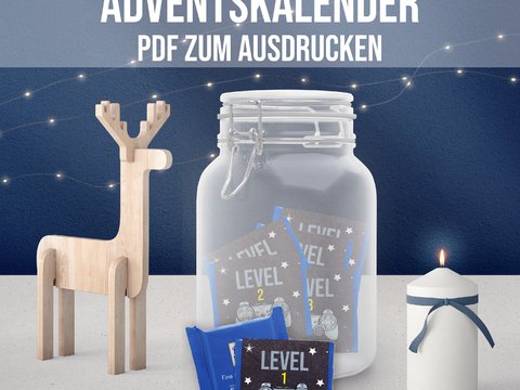 Adventskalender für Kinder LEVEL Banderolen Schokoladentafeln