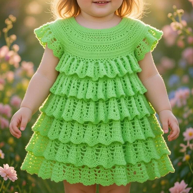 Crochet Baby Dress Pattern PDF + Video Tutorial in English Only
