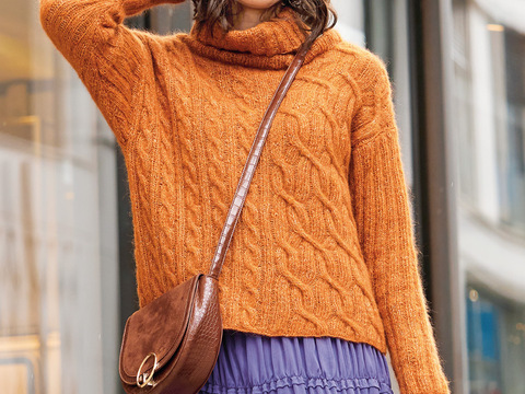Pulli mit Zopfmuster in Terraorange