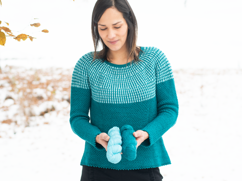 Häkelpullover, nahtlos & von oben nach unten gehäkelt, Größen XS bis 6 XL