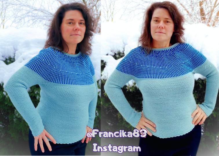 Häkelpullover, nahtlos & von oben nach unten gehäkelt, Größen XS bis 6 XL