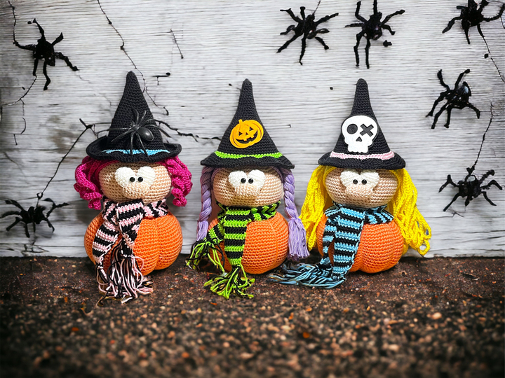 Häkelanleitung: "Lustige Kürbishexen"