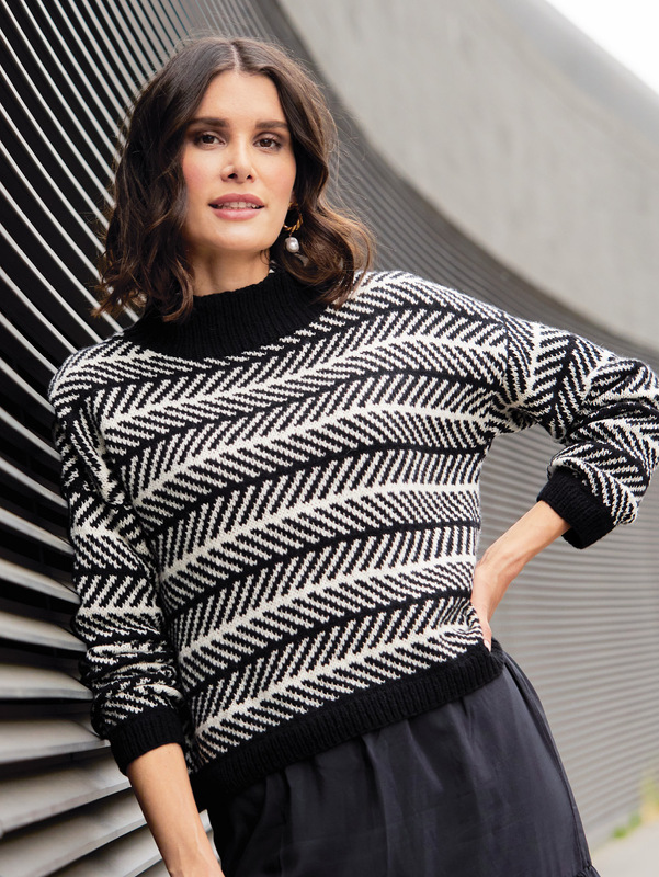 Jacquardpulli in Schwarz-Natur