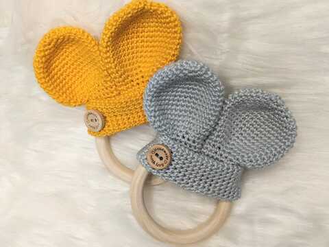 Greifring Mäuseohren häkeln - Häkelanleitung Anfänger Deutsch