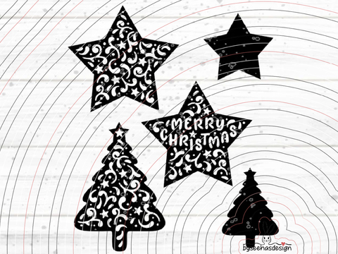 Sterne Tannenbaum Plotterdatei SVG DXF