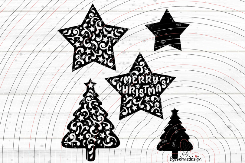 Sterne Tannenbaum Plotterdatei SVG DXF