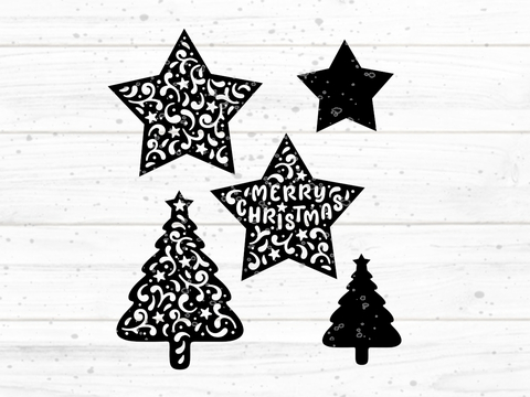 Sterne Tannenbaum Plotterdatei SVG DXF FCM