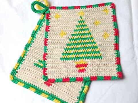 Häkelanleitung Topflappen Tannenbaum