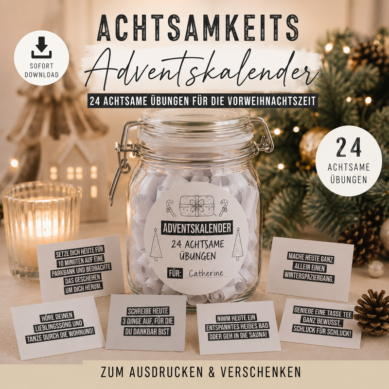 Adventskalender ACHTSAMKEIT Adventskalender zum Ausdrucken digitale Datei D