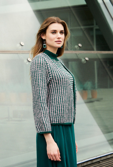 Twinset aus Jacke und Top in Tannengrün und Altrosa