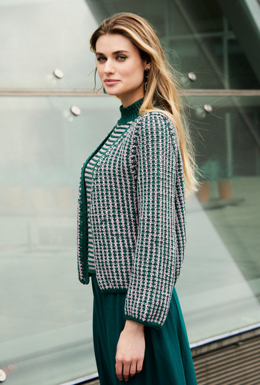 Twinset aus Jacke und Top in Tannengrün und Altrosa