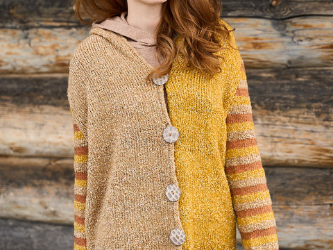 Dreifarbige Jacke in Curry, Beige und Terrakotta