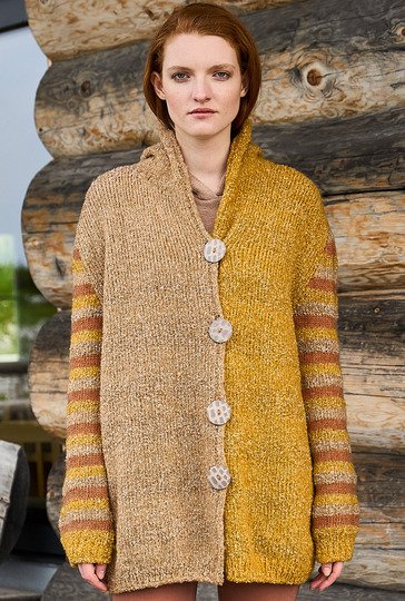 Dreifarbige Jacke in Curry, Beige und Terrakotta