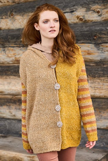 Dreifarbige Jacke in Curry, Beige und Terrakotta