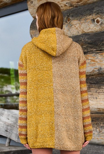 Dreifarbige Jacke in Curry, Beige und Terrakotta