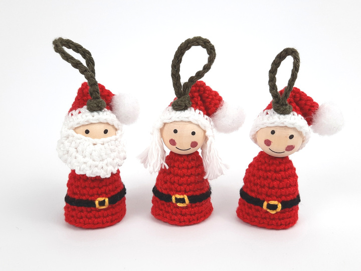 Weihnachtsbaumanhänger Santa Häkelanleitung