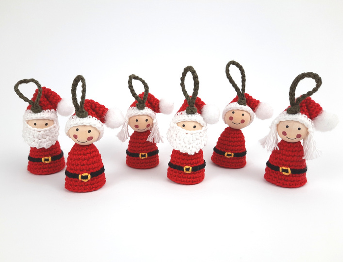 Weihnachtsbaumanhänger Santa Häkelanleitung