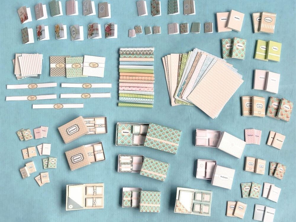 Anleitung und Bastelbögen für Miniatur-Papeterie-Einrichtung