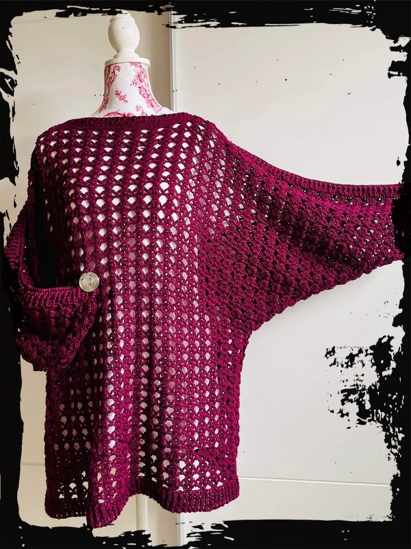 Lochpulli mit Fledermausärmeln - Bild 4