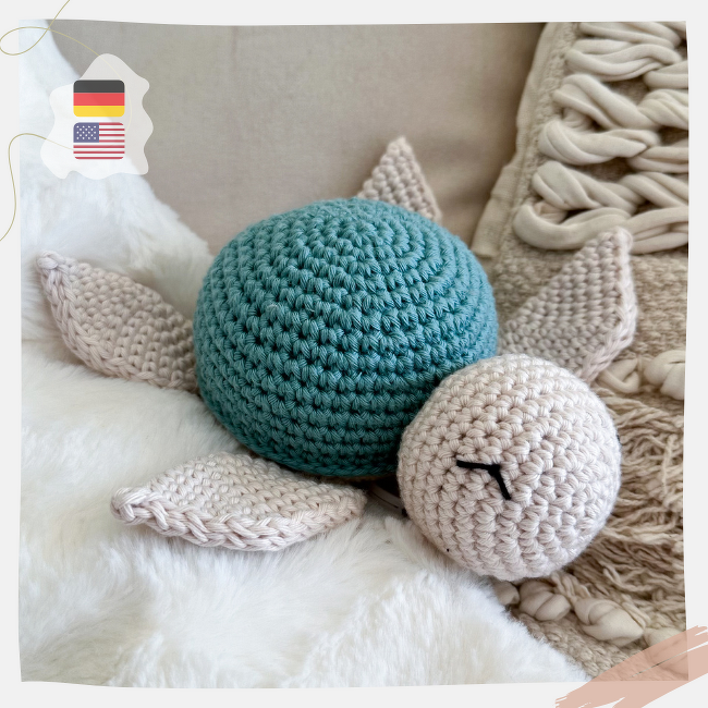 Spieluhr Sammy die Schildkröte - Häkelanleitung / Deutsch & Englisch