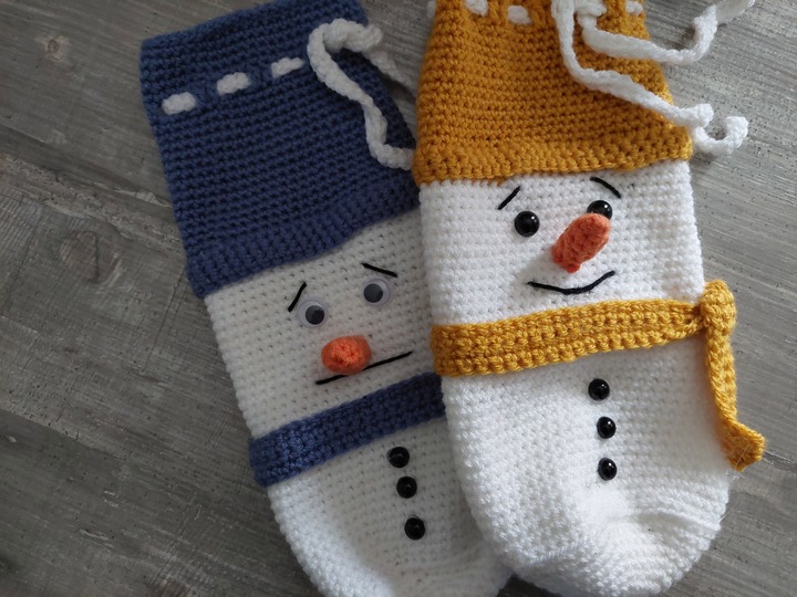 Häkelanleitung Flaschenhülle Schneemann!