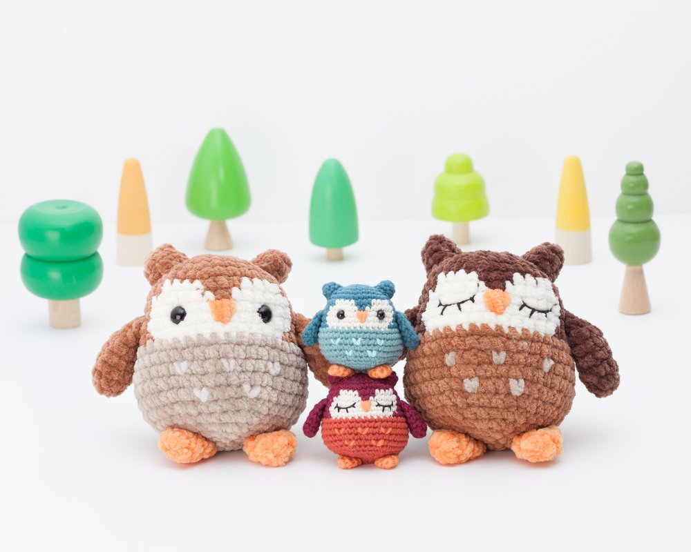 Plush owl crochet pattern, chunky mini owl amigurumi pattern
