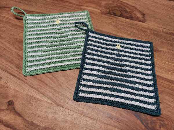 Weihnachts-Ofenhandschuhe & Topflappen-Set (Grün) - Hitzebeständig, Mit Weihnachtsmotiv