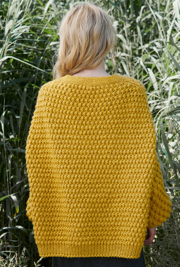 Oversize-Cardigan mit Noppenmuster in Messinggelb