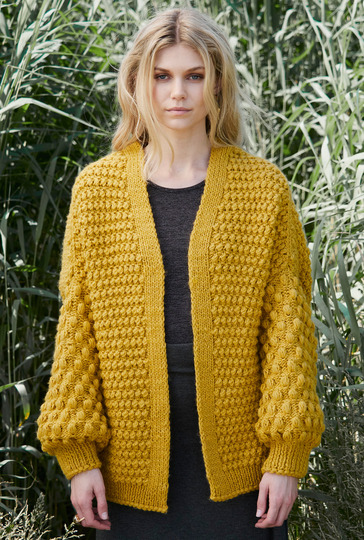 Oversize-Cardigan mit Noppenmuster in Messinggelb