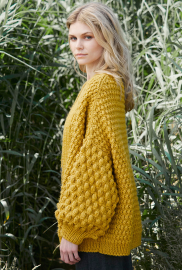 Oversize-Cardigan mit Noppenmuster in Messinggelb