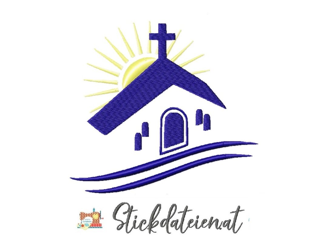 Stickdatei Kirche, Taufe Stickdatei in 2 Größen, religiöses Stickdesign