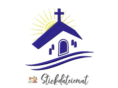 Stickdatei Kirche, Taufe Stickdatei in 2 Größen, religiöses Stickdesign