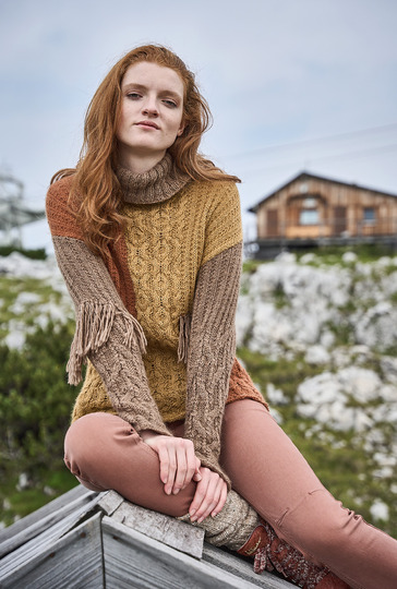 Pullover mit Fransen aus weichem Alpakagarn