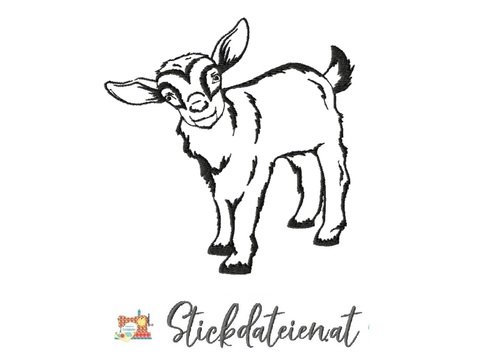 Zicklein Stickdatei, Ziegenstickdatei, Tierstickerei, Landleben Stickdatei