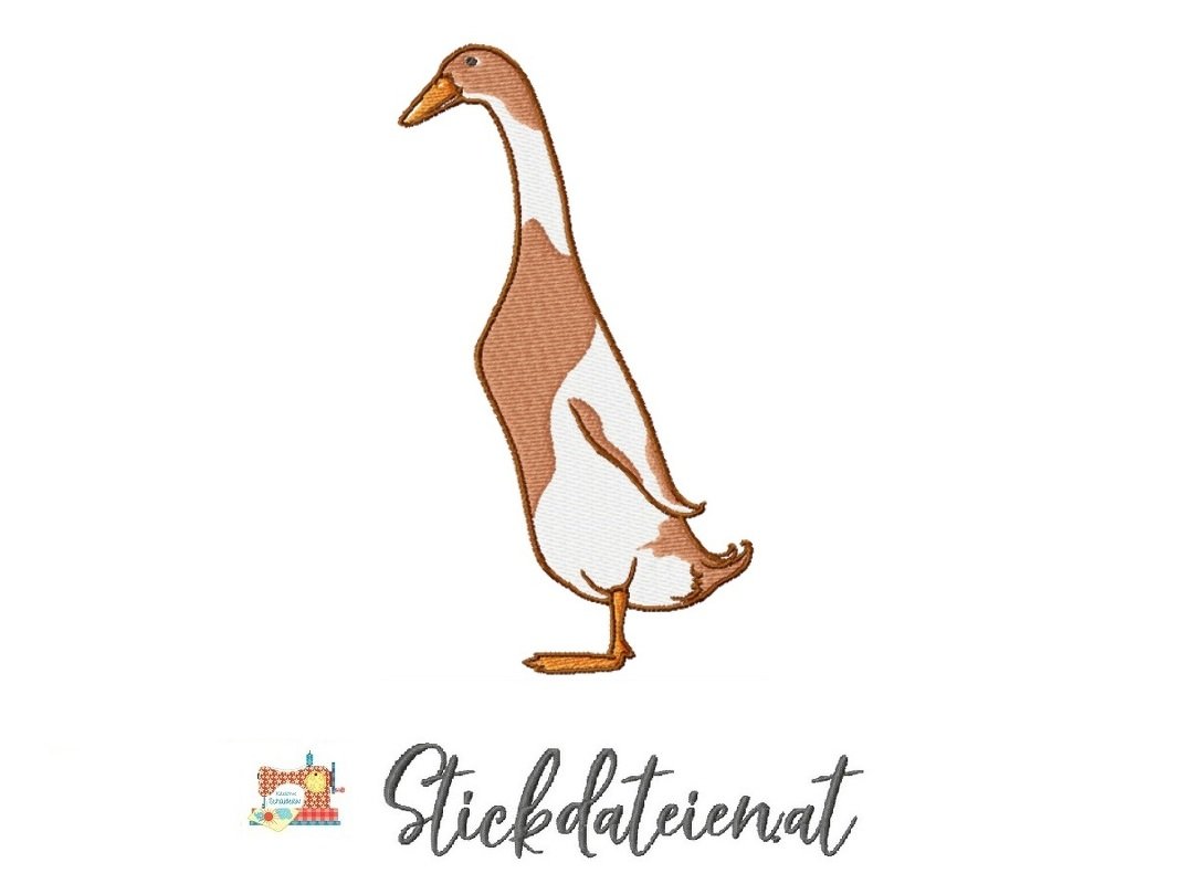 Laufente Stickdatei, Entenstickdatei, Tierstickerei, Landleben Stickdatei
