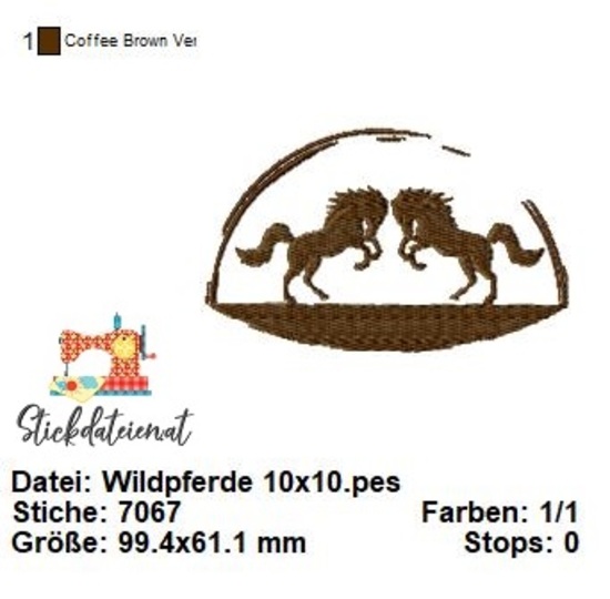 Wildpferde Stickdatei, Pferdestickdatei, Tierstickerei, Wildlife Stickdatei