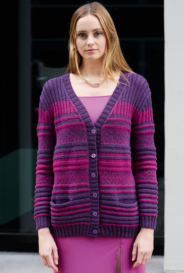 Rippenjacke im zweifarbigen Mustermix