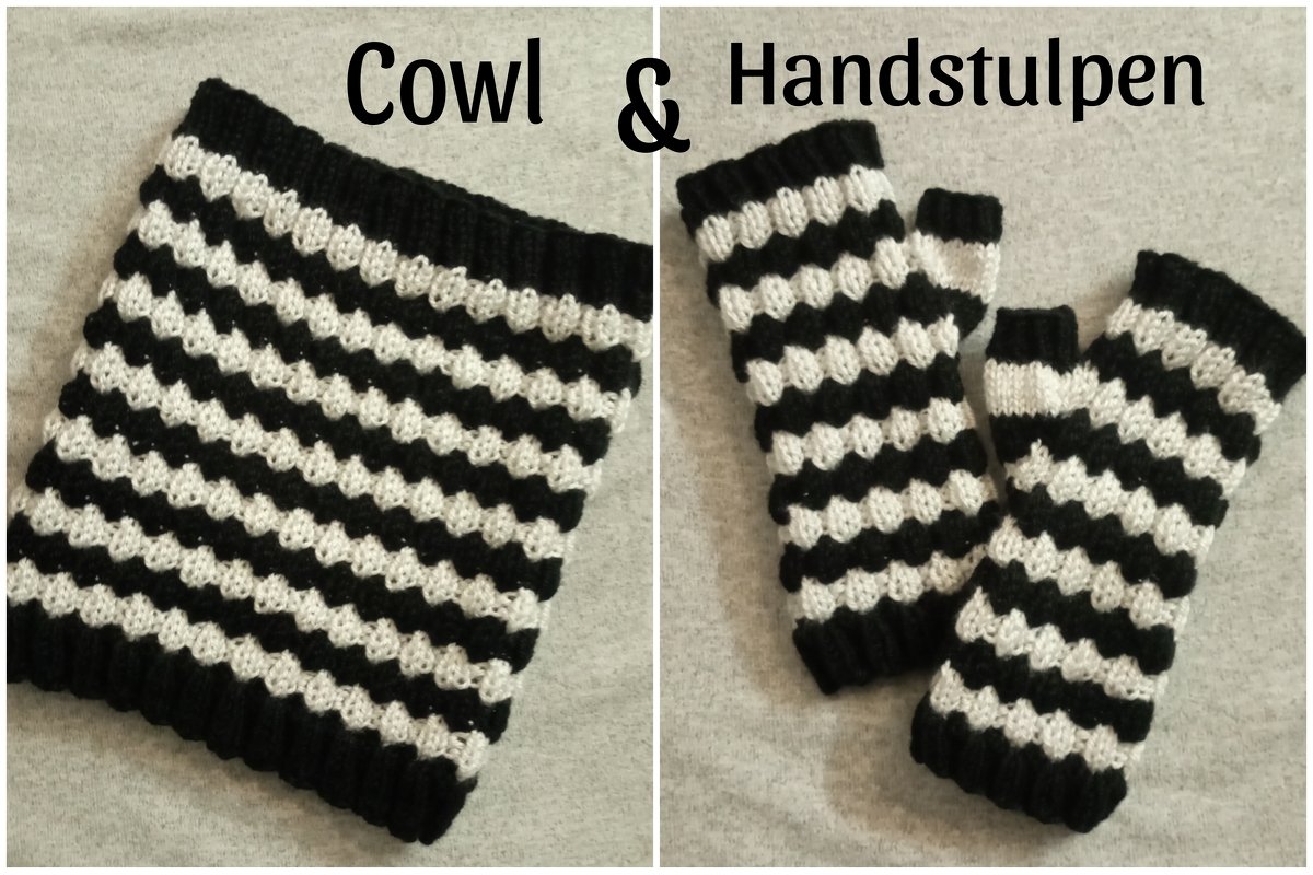 Strickanleitung für Handstulpen und Cowl im Wednesday-Stil