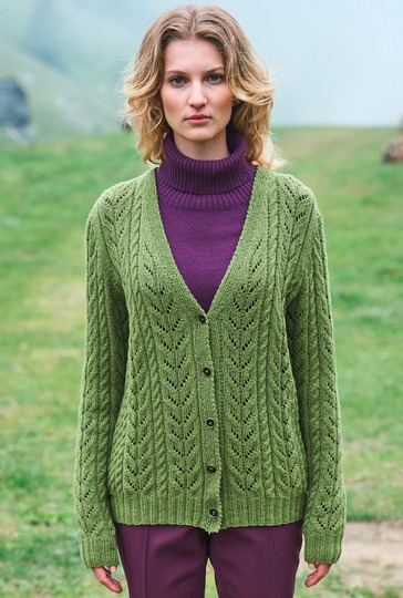 Cardigan mit Zöpfen und Ajourstreifen